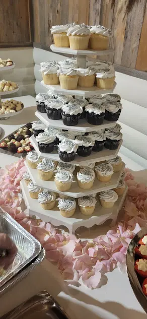 Dessert display with cakes and sweets
